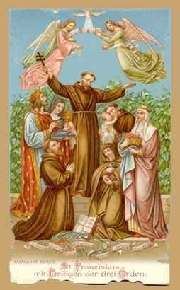 St. Francis blessing other Franciscan Saints